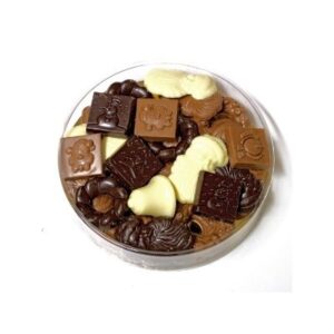 Luxe kerstgeschenk rond met kerst chocolade