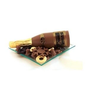 Schaal kerst de luxe met champagnefles